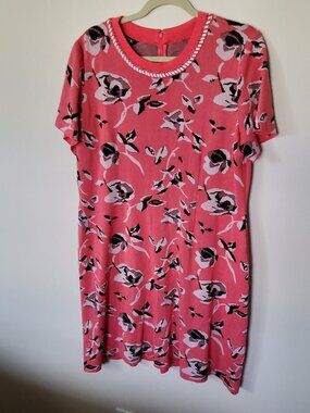 Misook Coral pink floral knit dress size XL